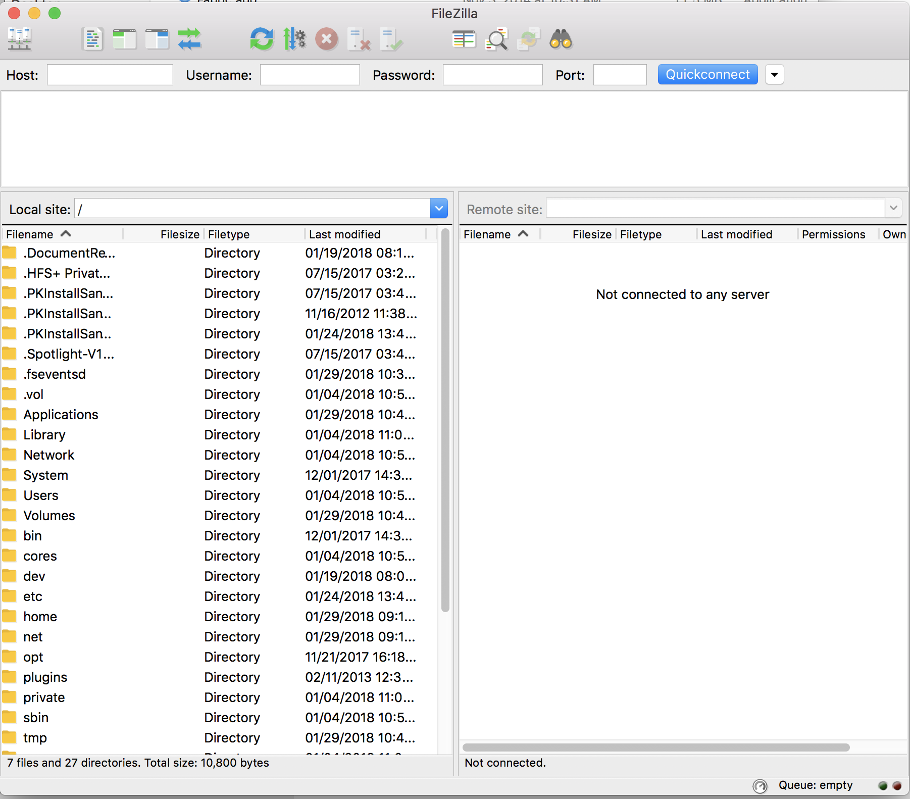 :scale What a fresh install of FileZilla looks like, 90%